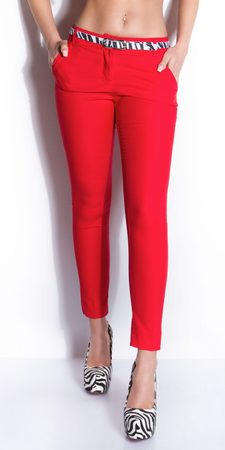 Červené dámské kalhoty s páskem