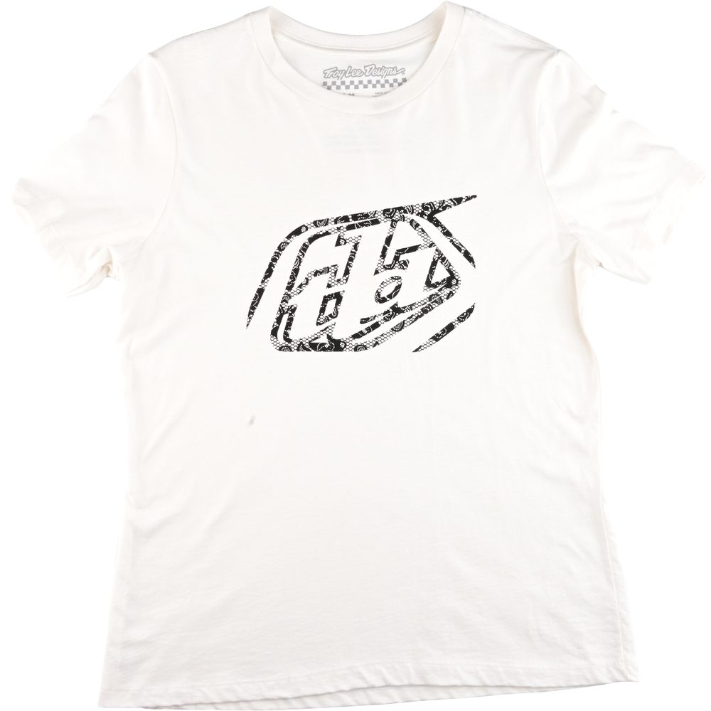 WOMENS SHORT SLEEVE TEE CROPPED BADGE VINTAGE WHITE