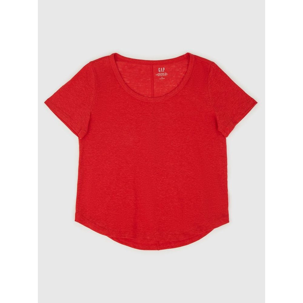 770012-02 Lněné tričko Červená