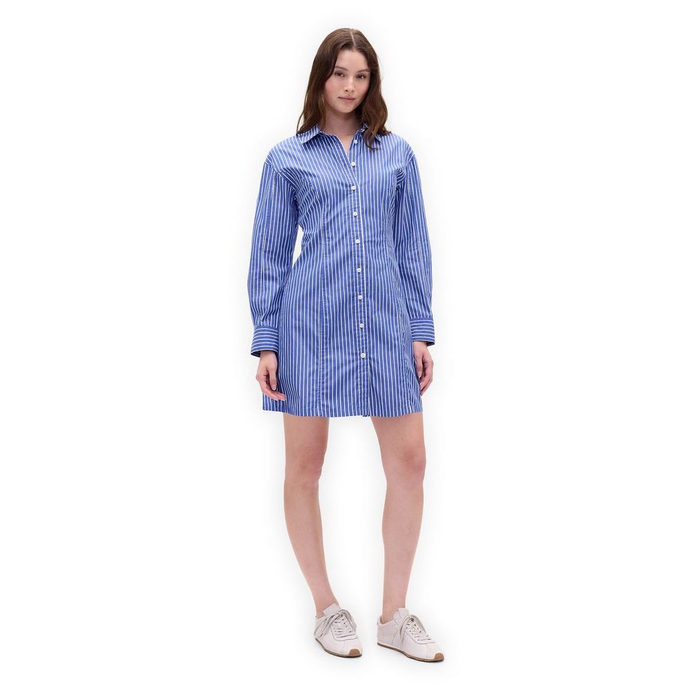 815979-01 Košilové popelínové mini šaty Modrá