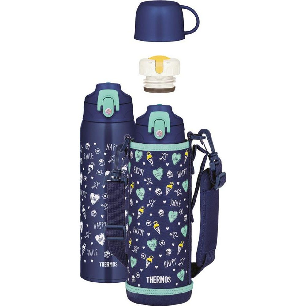 Dětská termoska s dvěma uzávěry 1l - modrá