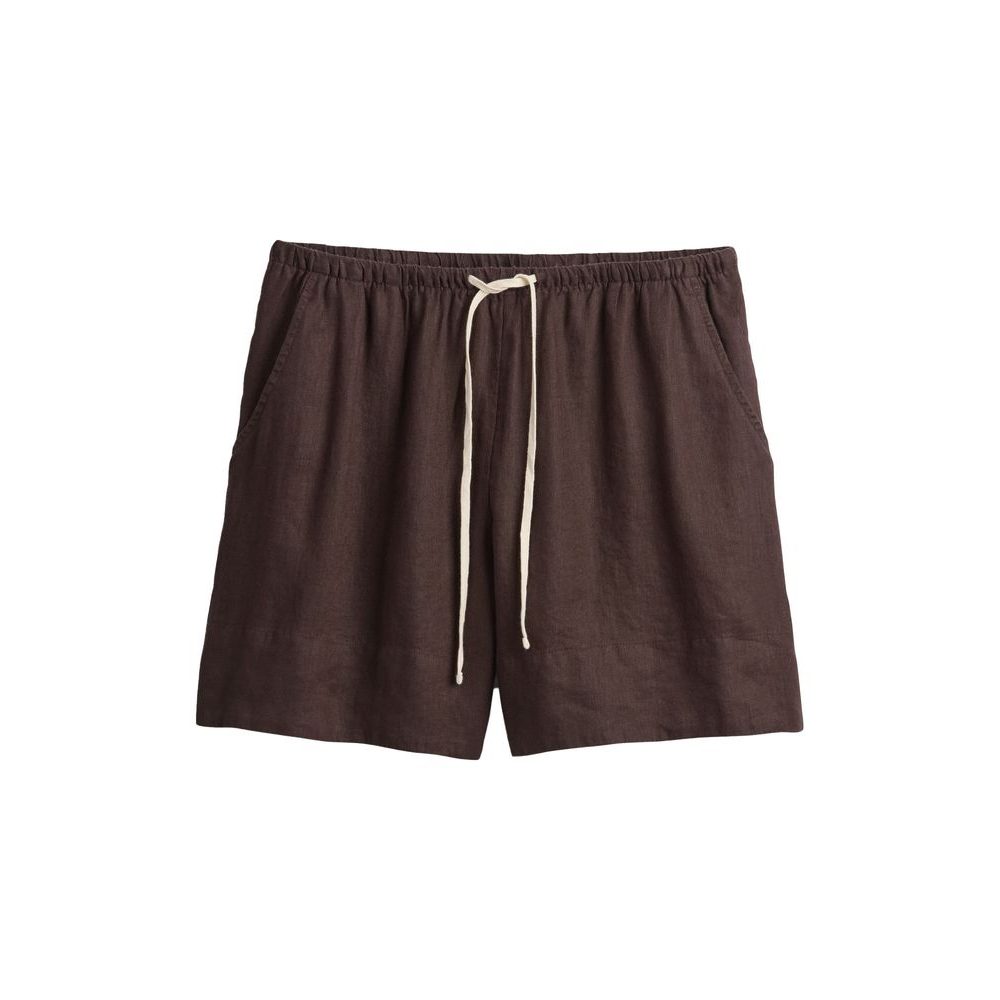 Lněné kraťasy Hnědá
