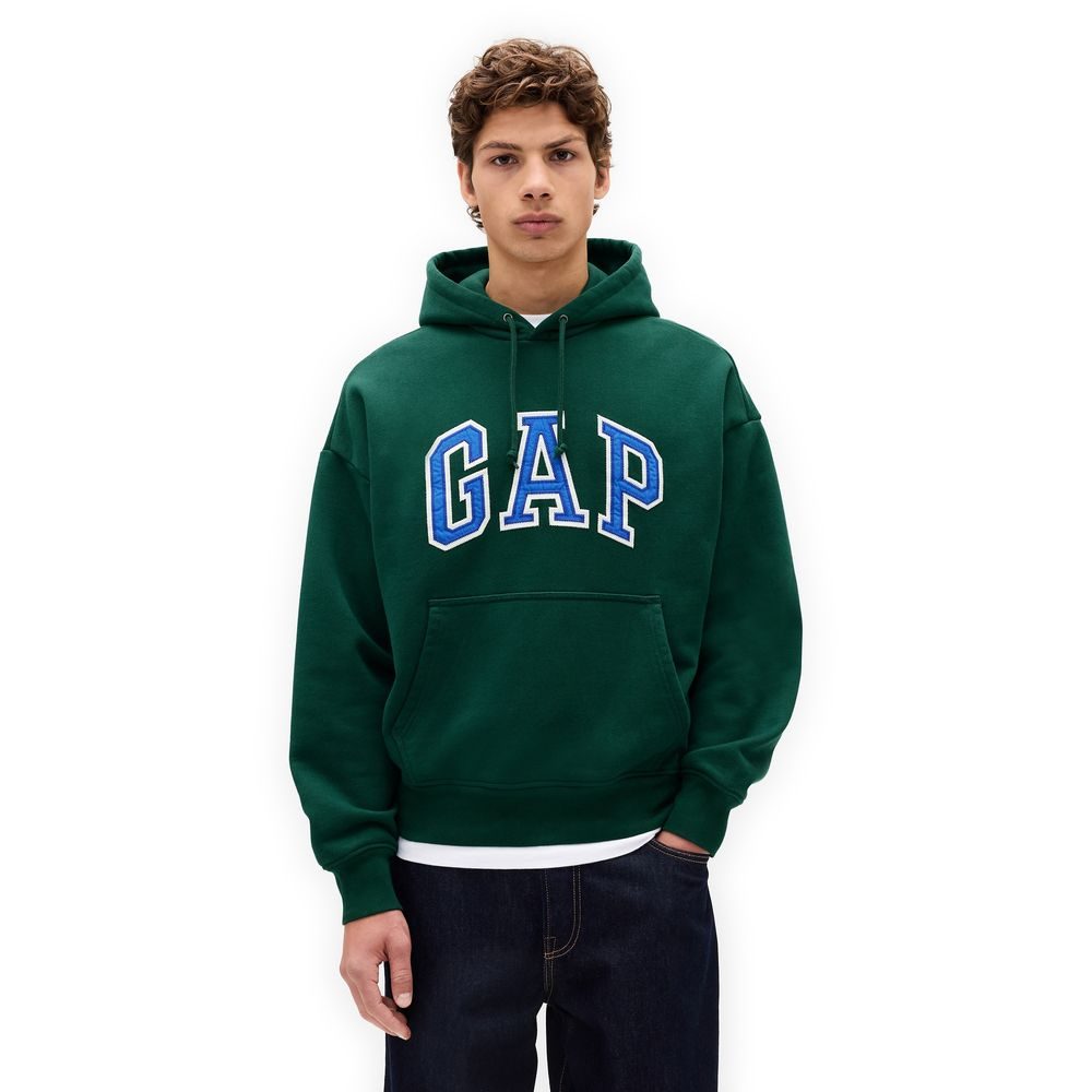 823104-03 Oversize mikina s logem Extra Heavyweight Unisex Zelená