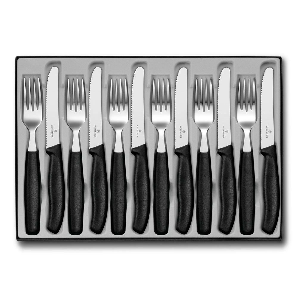 Swiss Classic, table set (tomato knife),12pcs,wavy,black