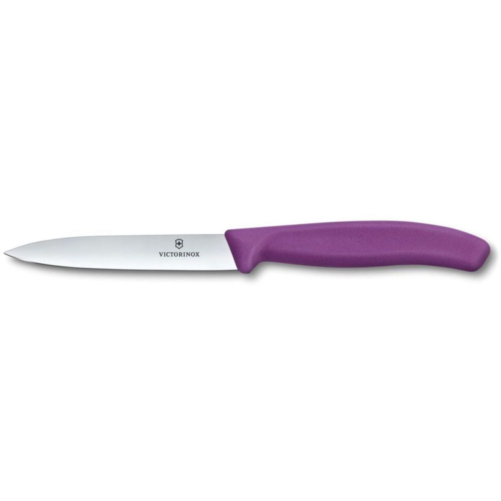 Swiss Classic, paring knife, 10cm, straight, pointed tip, purple
