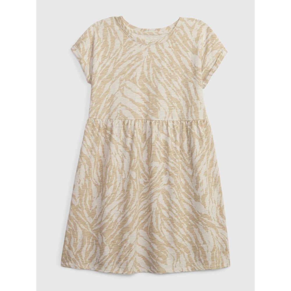 801377-07 Dětské vzorované šaty Béžová