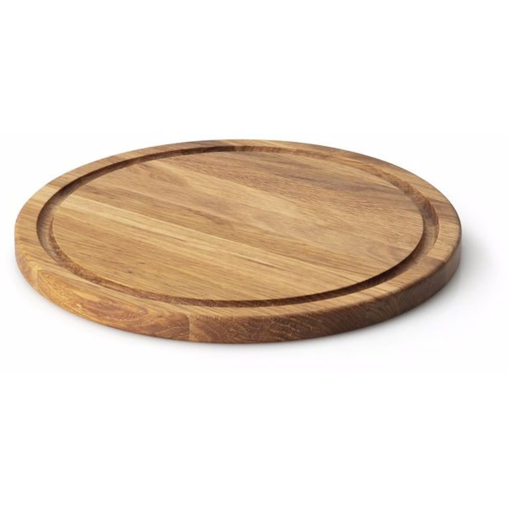 Prkénko na servírování steaků 28 cm kulaté dubové dřevo