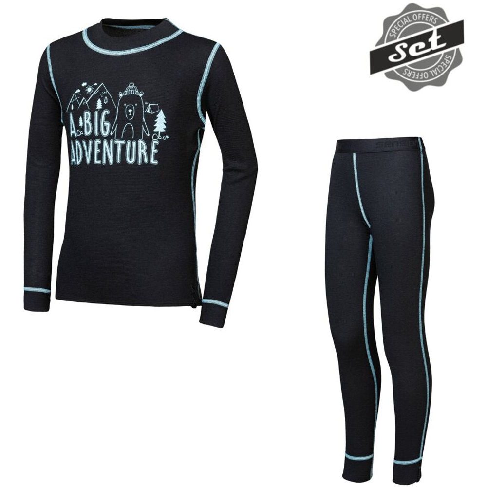DOUBLE FACE SET ADVENTURE dětský triko dl.rukáv + spodky černá
