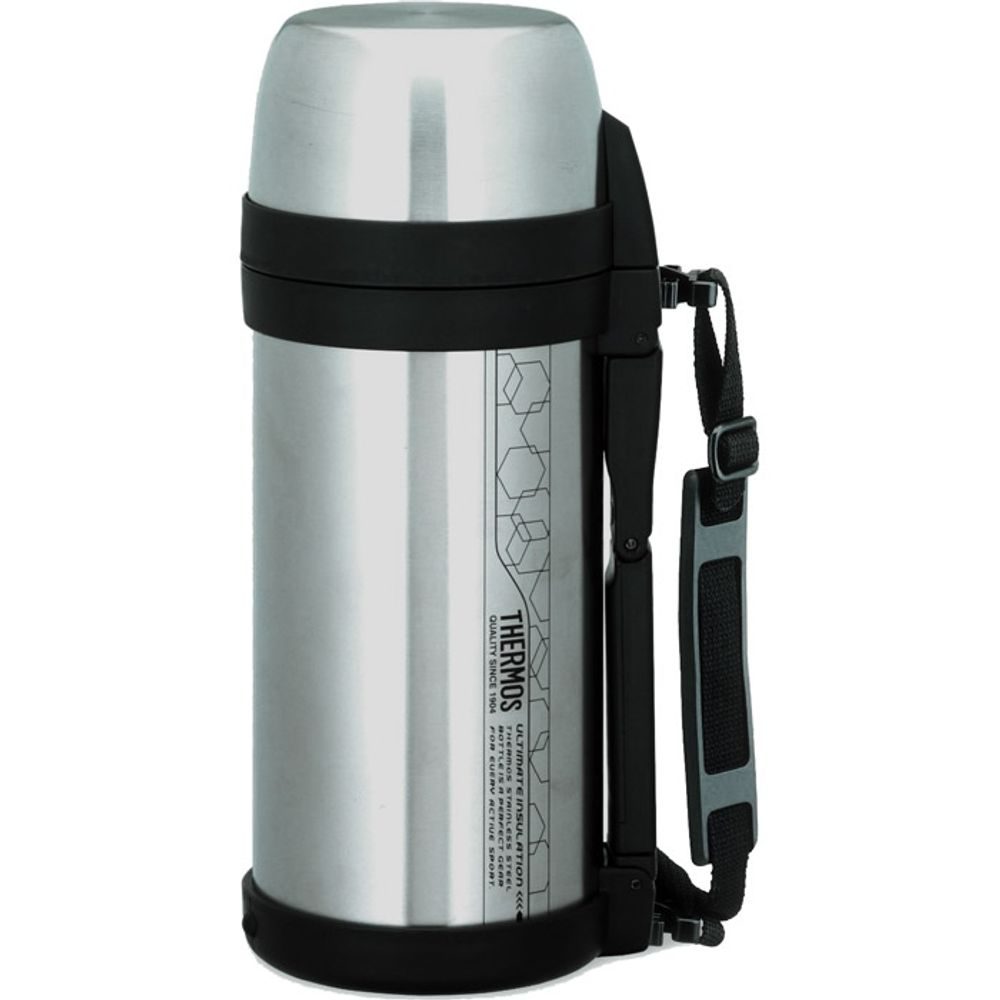 Universal thermos for food and drinks with two cups