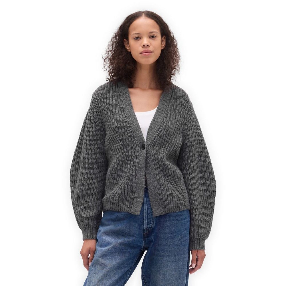 820755-00 Žebrovaný kardigan Šedá