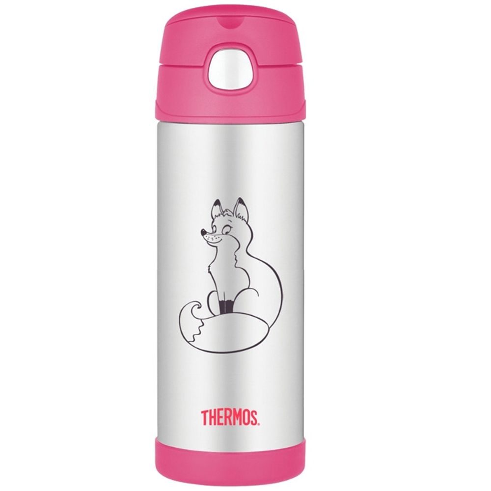 Baby thermos with straw 470 ml fox