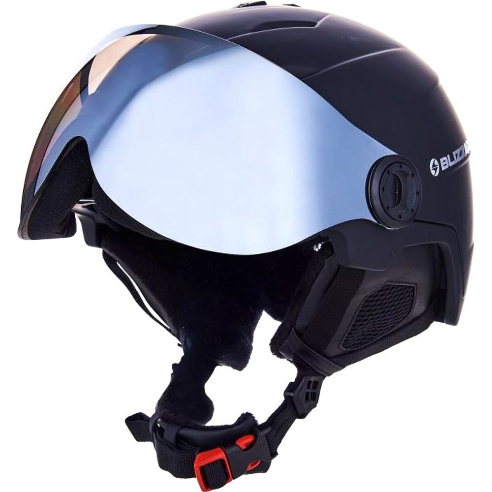 Double Visor ski helmet, black matt, smoke lens, mirror