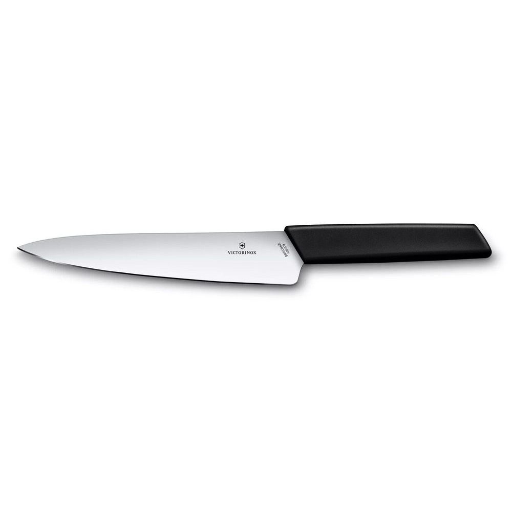 Swiss Modern, carving knife, 19 cm, straight, black, blister
