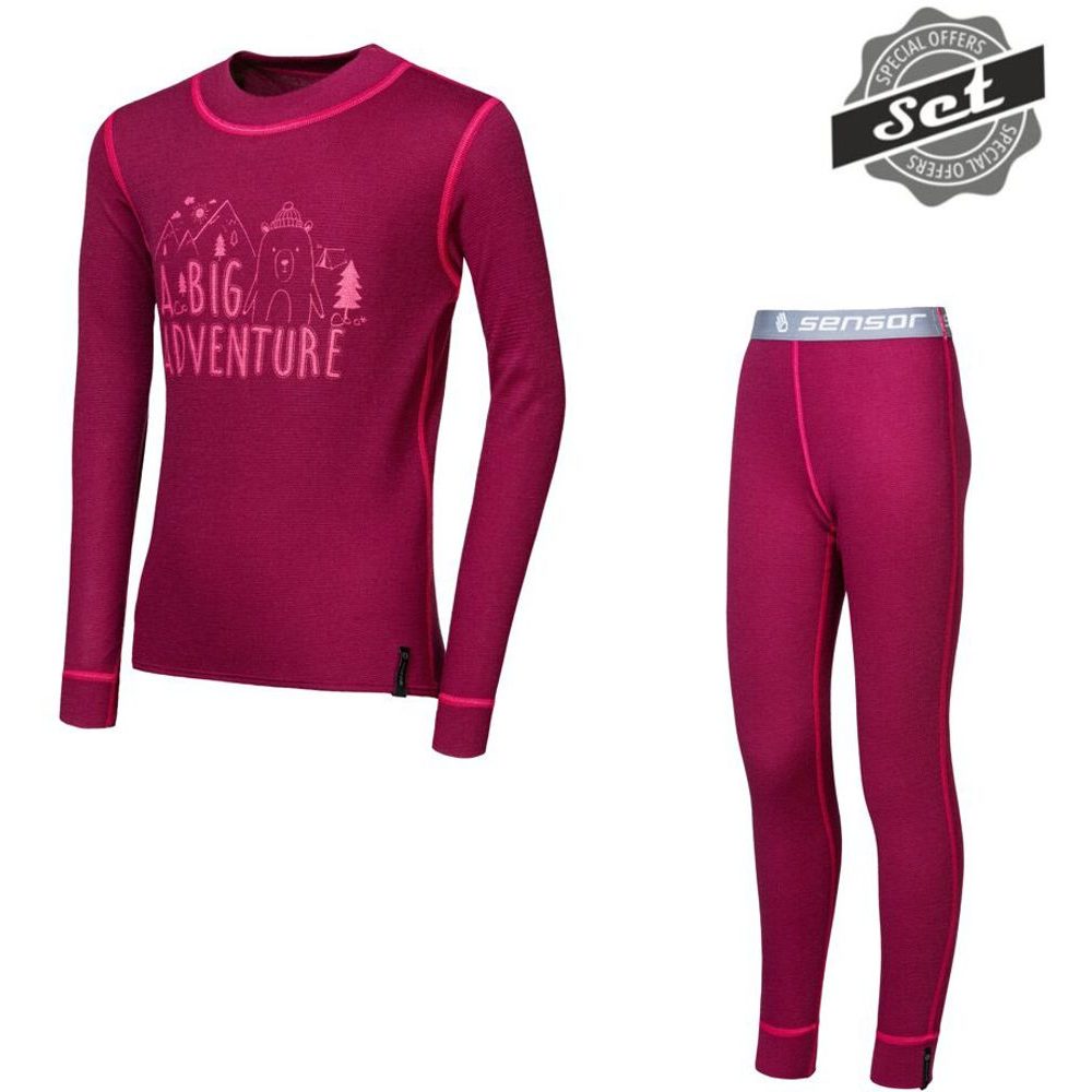 DOUBLE FACE SET ADVENTURE dětský triko dl.rukáv + spodky lilla