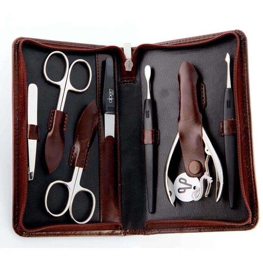 Nickel manicure set zip leather black 7 pcs