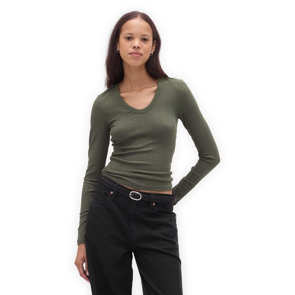 822221-03 Žebrované tričko Zelená