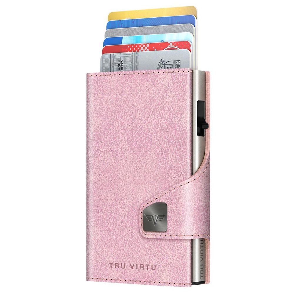 Wallet Click & Slide - leather Glitter Rosé