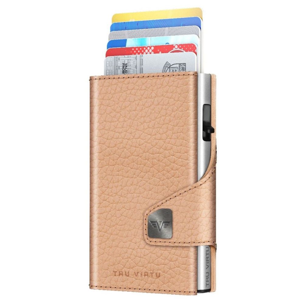 Wallet Click & Slide - leather Pebble Nude