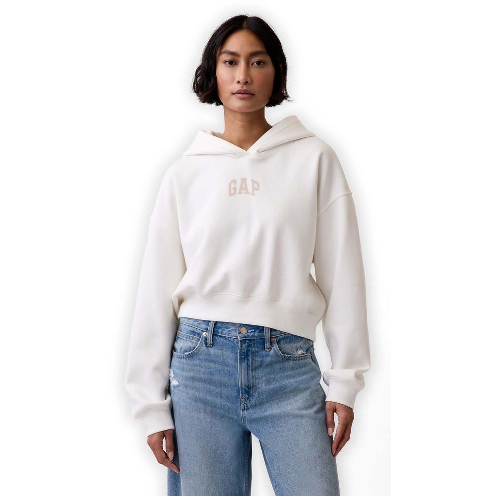 880827-01 Oversize crop mikina s logem VintageSoft Bílá