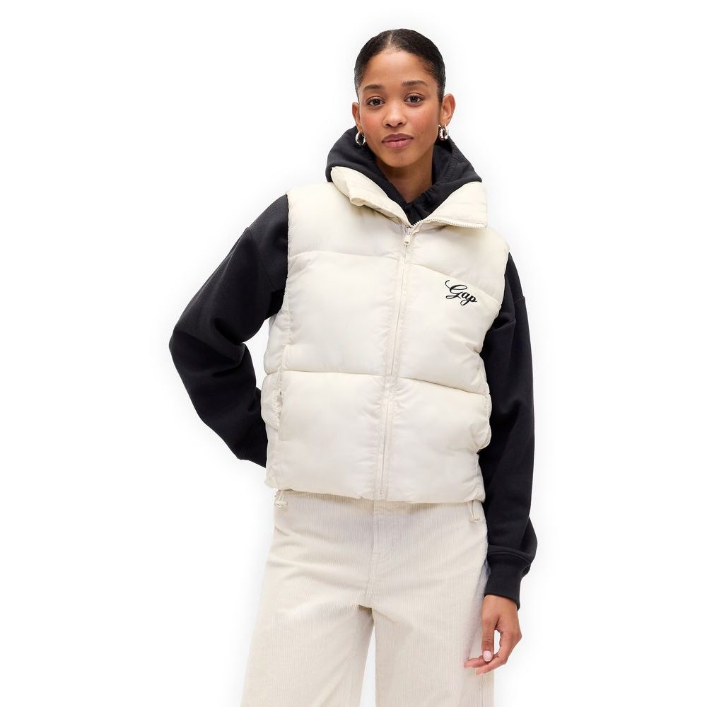 818719-02 Prošívaná nepromokavá vesta Logo PrimaLoft® Béžová