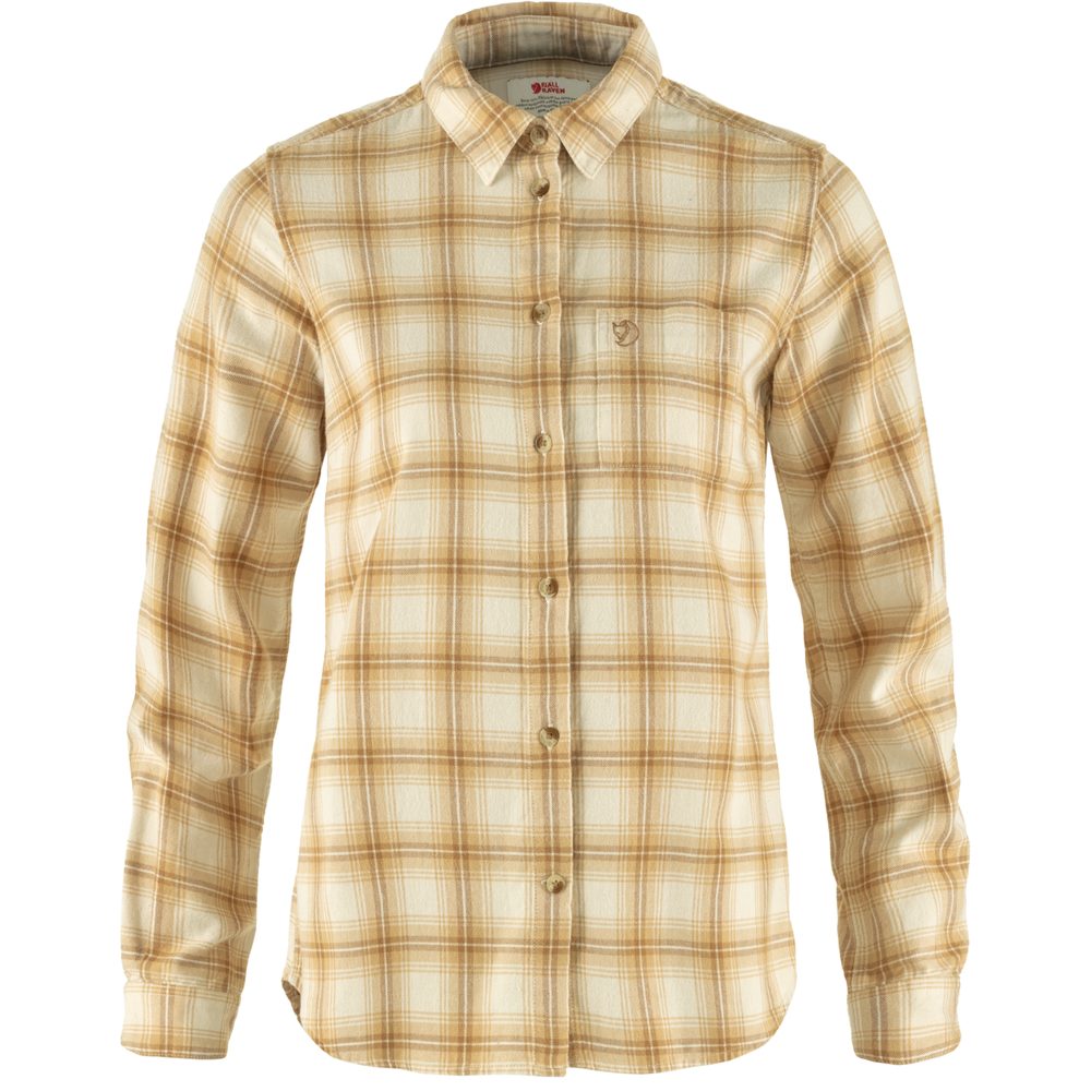 Övik Flannel Shirt W Chalk White-Dune Beige