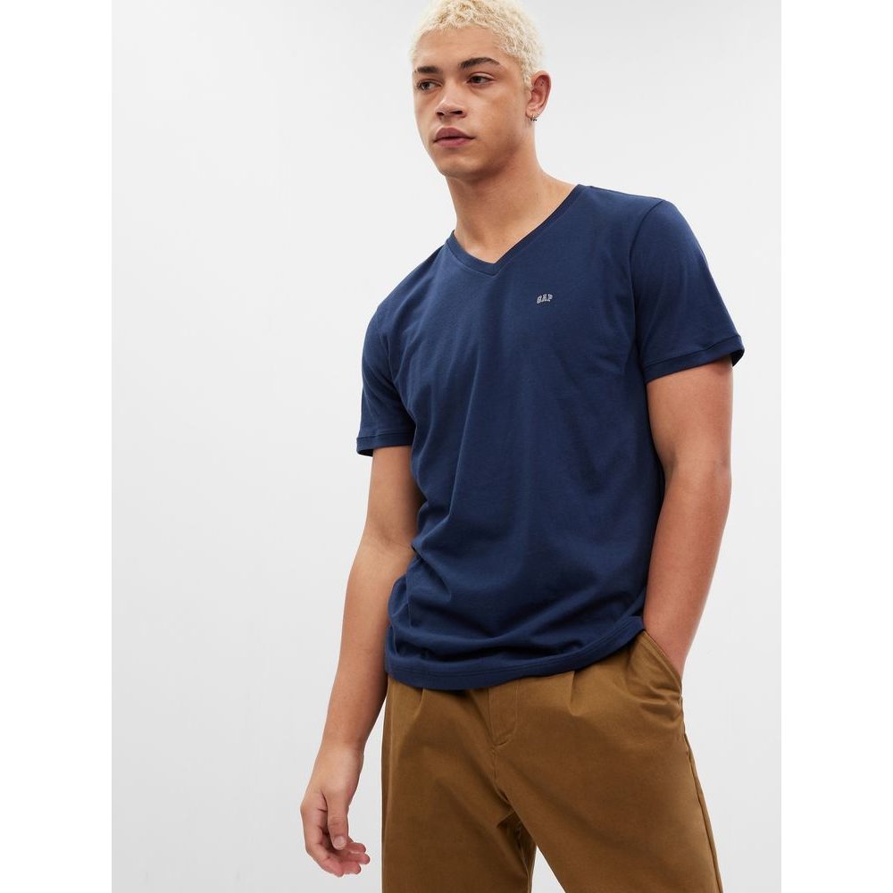 753771-03 Tričko s výstřihem do V Tmavě modrá