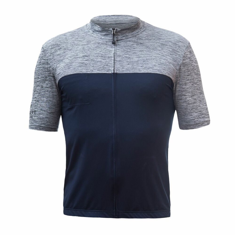 CYKLO MOTION pánský dres kr.rukáv celozip deep blue/šedá
