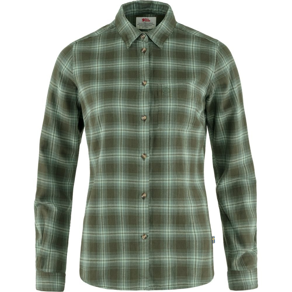 Övik Flannel Shirt W, Deep Forest-Patina Green