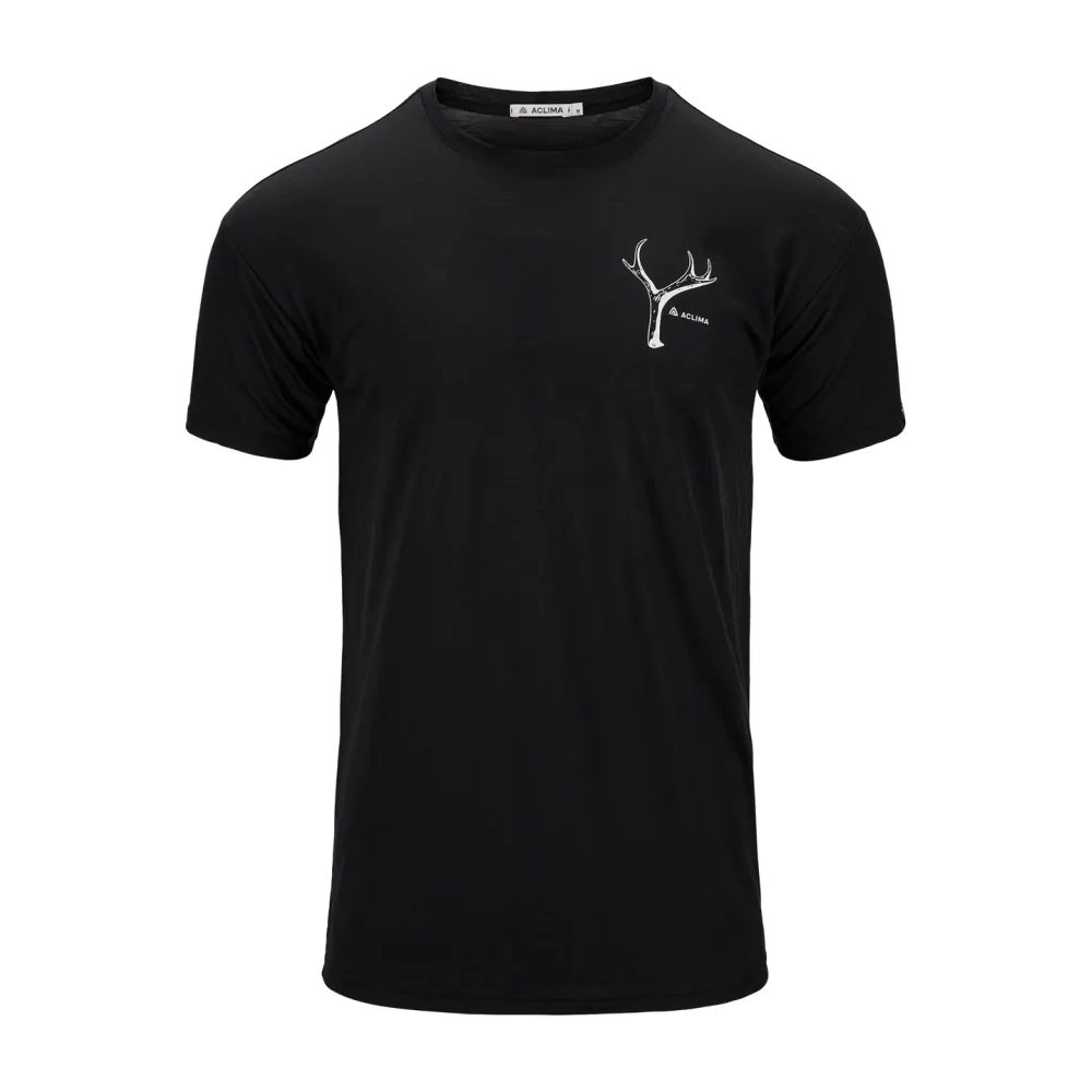 LightWool tee print horn M's jet black