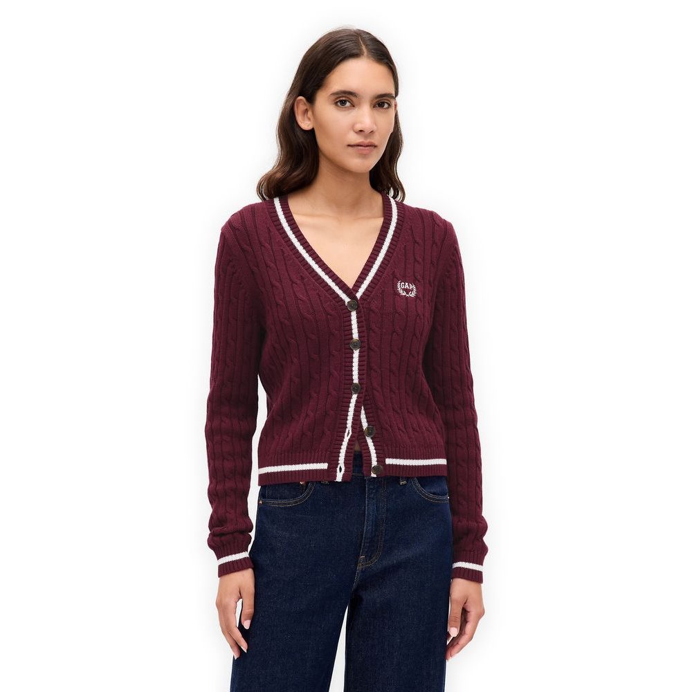 836177-01 Crop kardigan s logem Červená