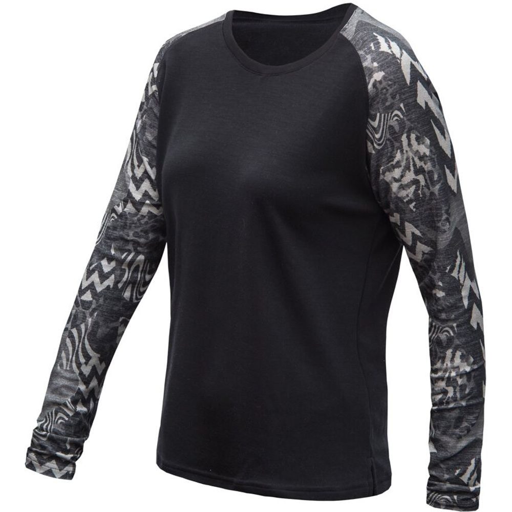 MERINO BLEND IMPRESS dámské triko dl.rukáv černá/zebra