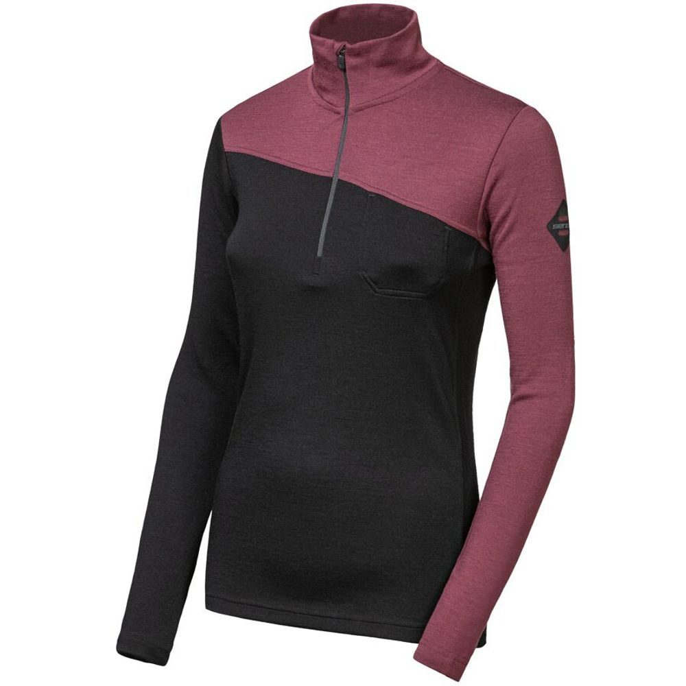 MERINO EXTREME UP dámská mikina dl.rukáv zip černá/port red