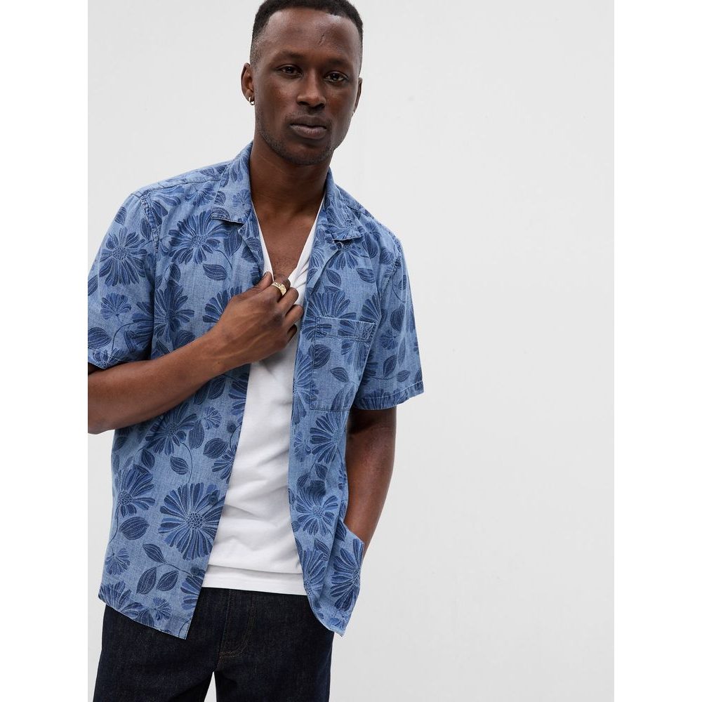 585814-00 Vzorovaná košile Modrá