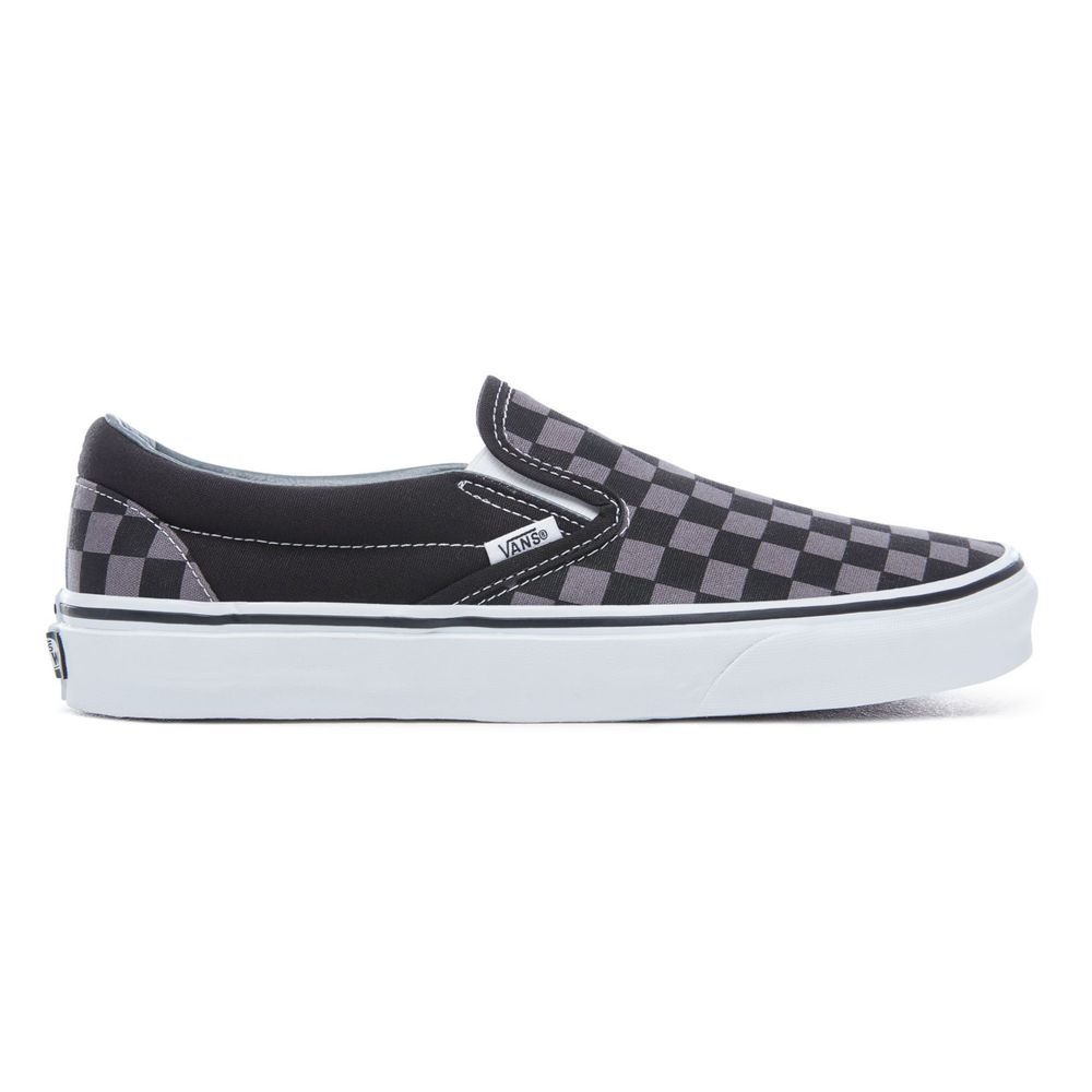 CHECKERBOARD CLASSIC SLIP-ON SHOES, Black/Pewter Checkerboard