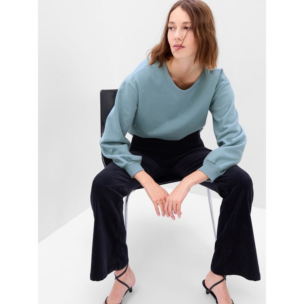 509160-03 Mikina vintage soft crop Modrá