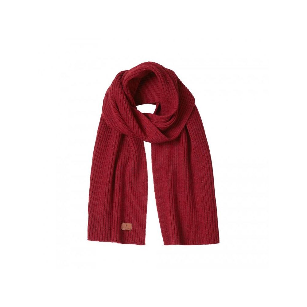Rib Knit Scarf with Victorinox Leather Patch, Red