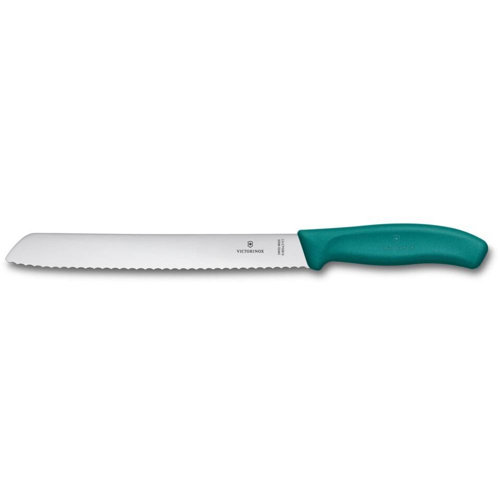 Swiss Classic, bread knife, 21cm, wavy, green, blister