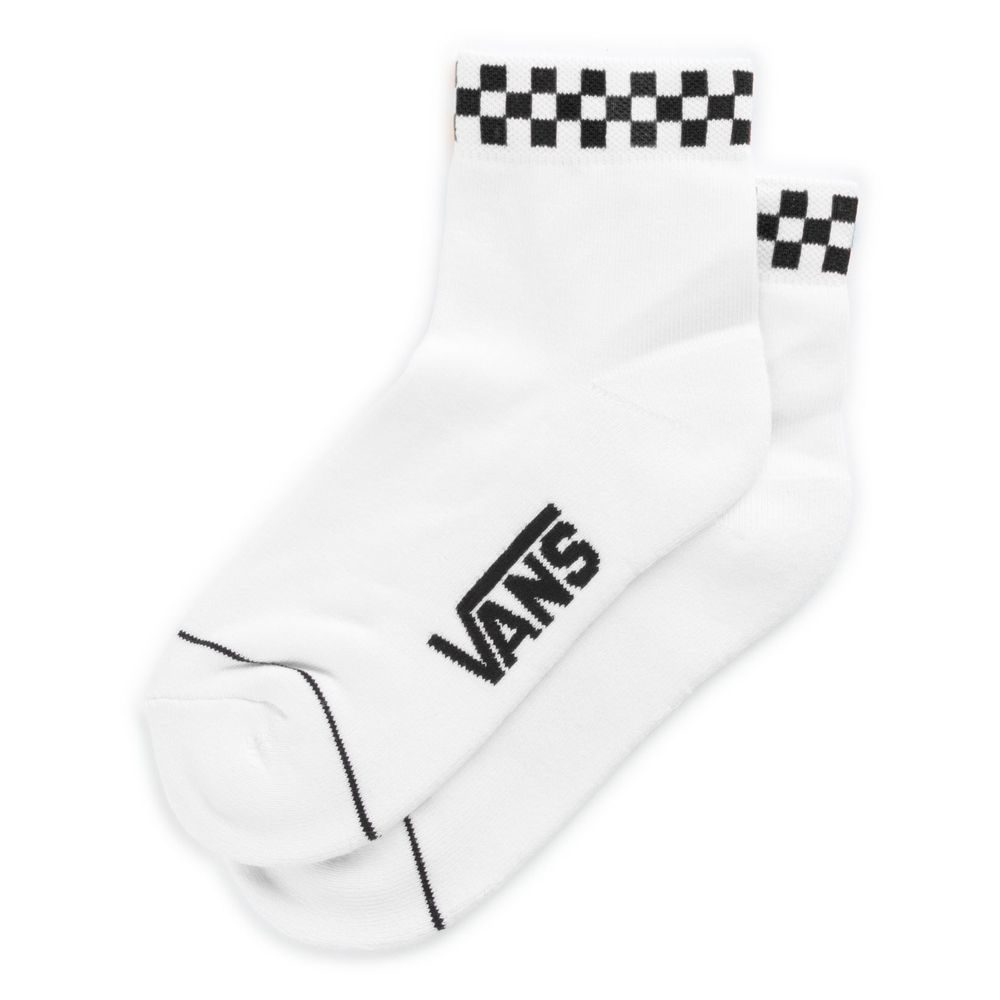 PEEK-A-CHECK CREW SOCKS, White-Black