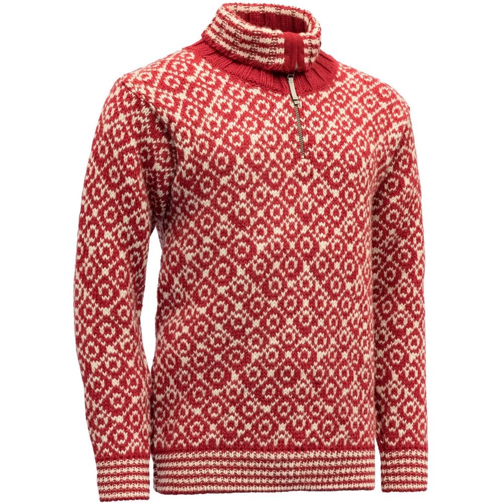 Svalbard Sweater Zip Neck Hindberry/Offwhite