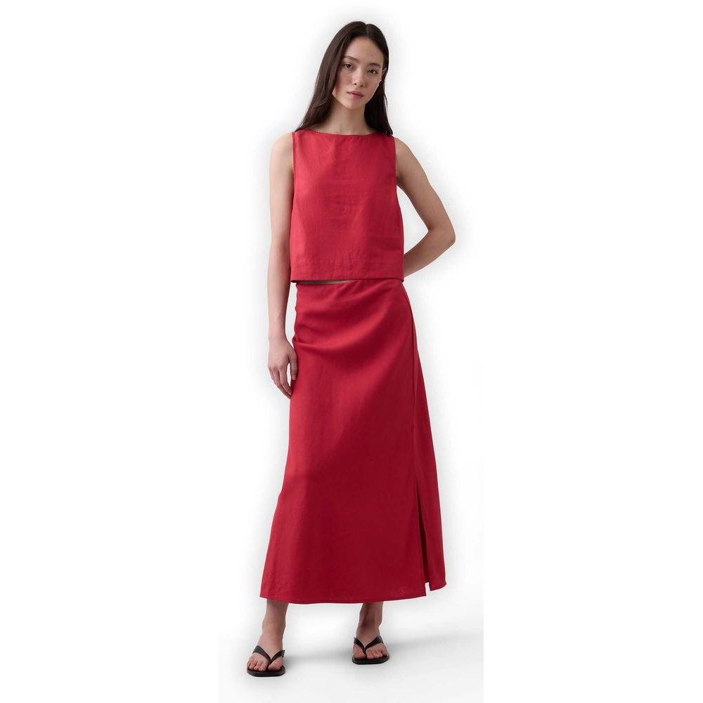 894387-03 Maxi sukně z lněné směsi Červená