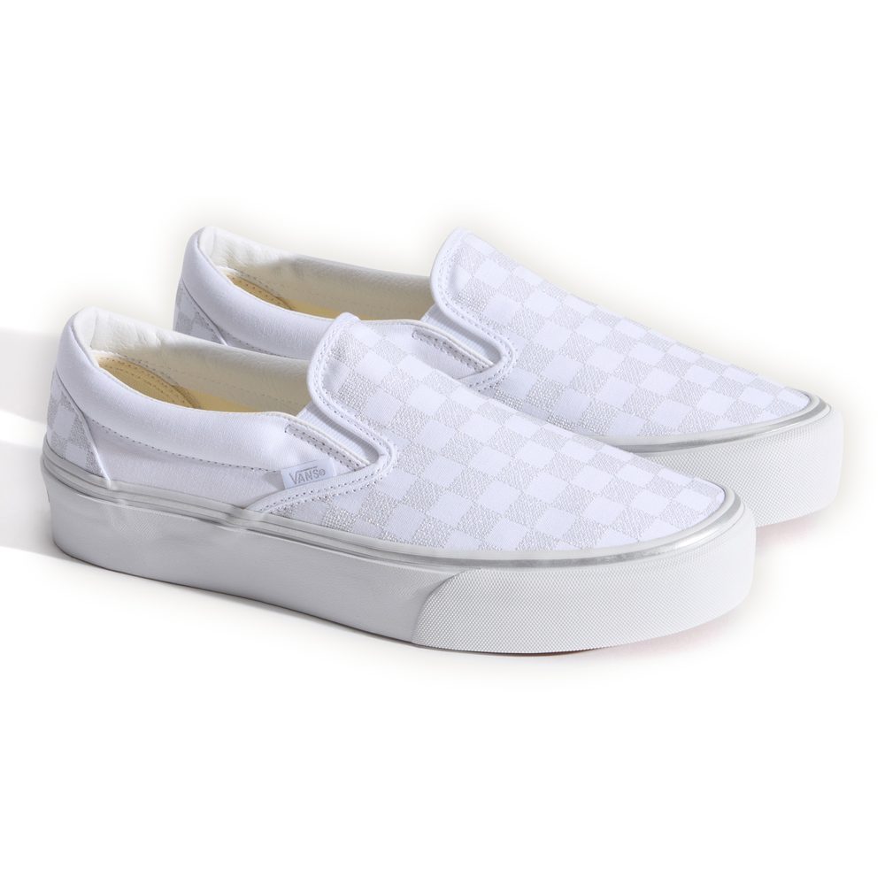 Classic Slip-On Platform METALLIC CHECKRBRD SILVER