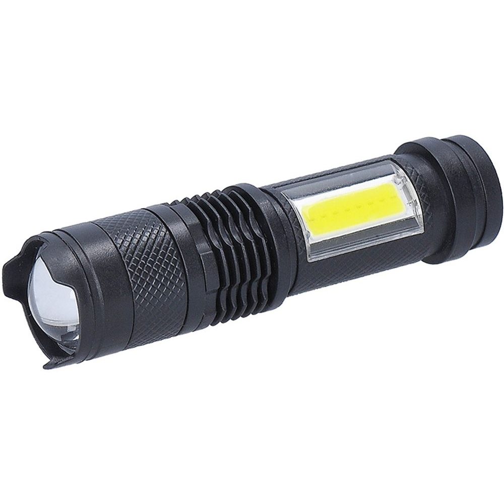 WN49 LED nabíjecí kapesní svítilna se zoomem, 100lm + 70lm, Li-Ion, USB, černá