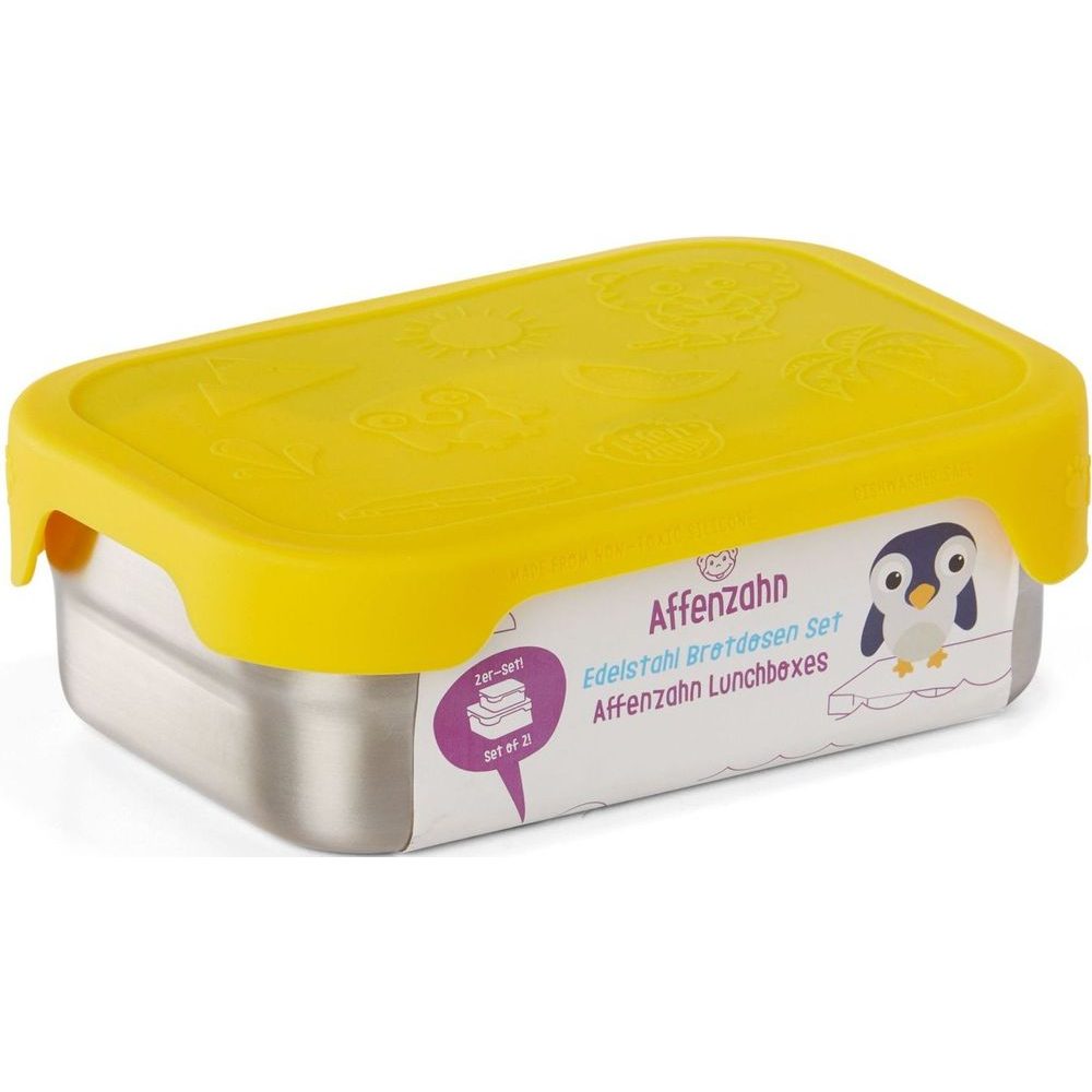 Stainless Steel Lunchbox Set Tiger - silber yellow