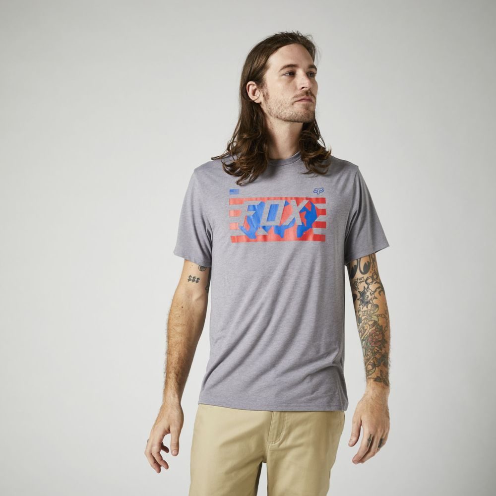 Rwt Flag Ss Tech Tee, Heather Graphite