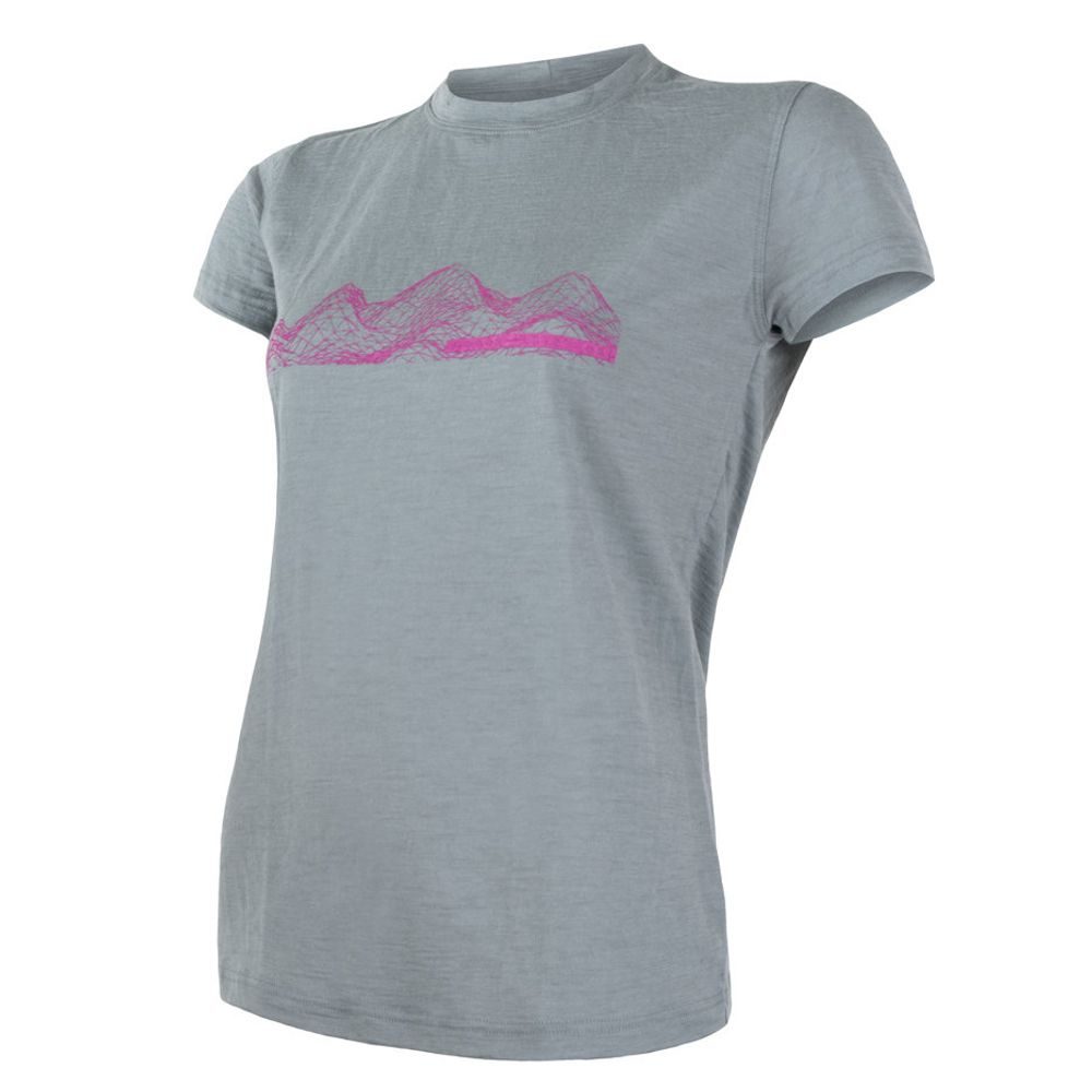 MERINO ACTIVE PT MOUNTAINS dámské triko kr.rukáv, sv.šedá