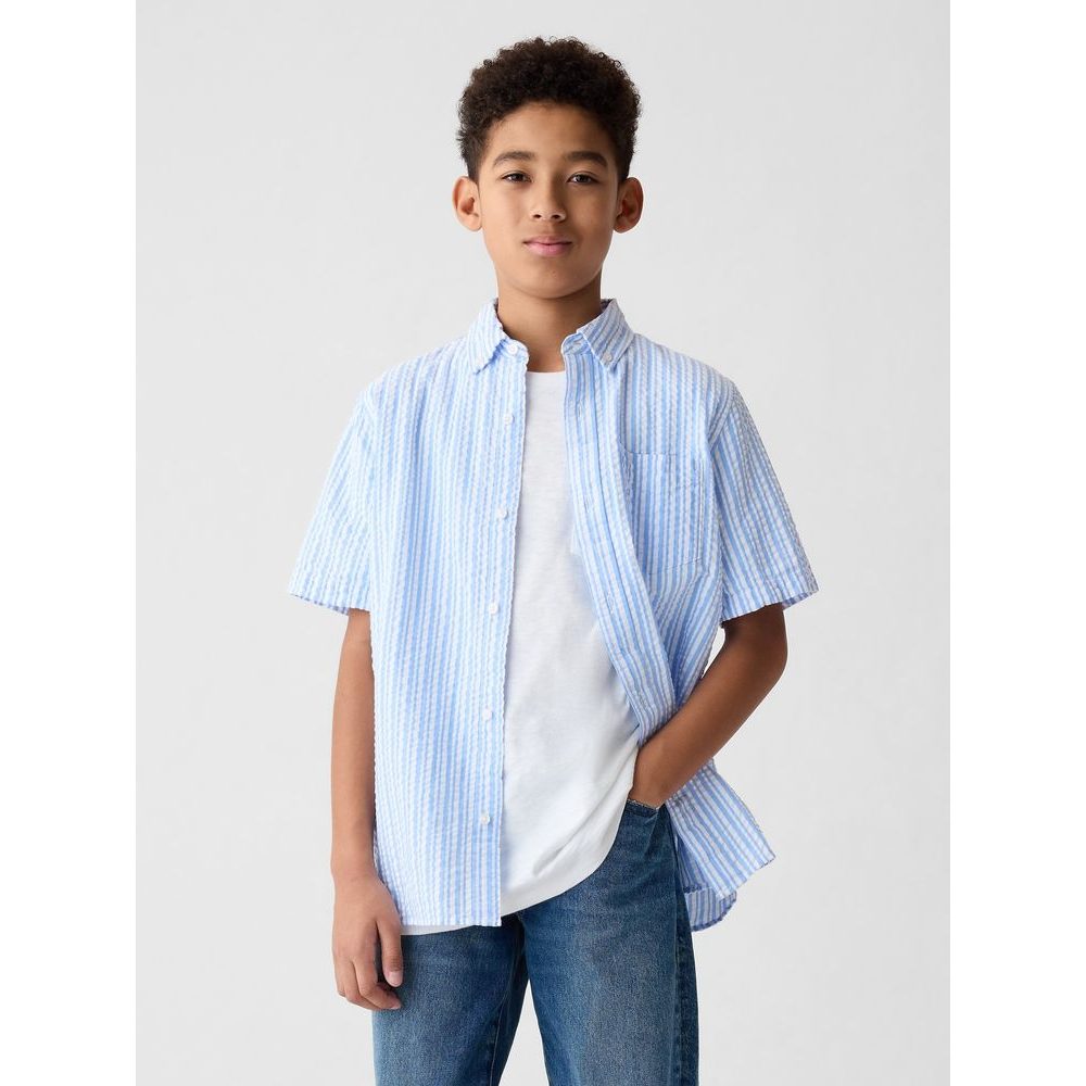 858571-00 Dětská pruhovaná košile Modrá