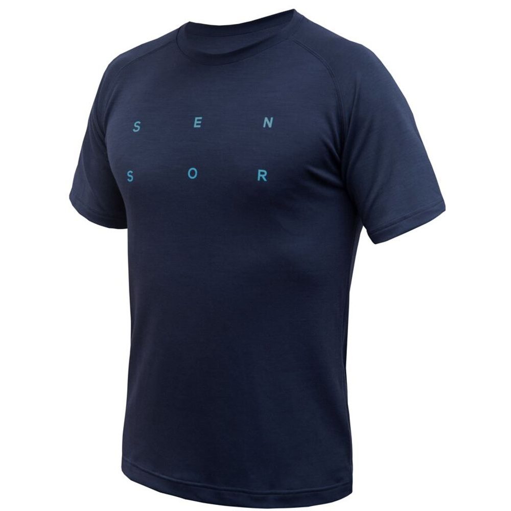 MERINO BLEND TYPO pánské triko kr.rukáv deep blue