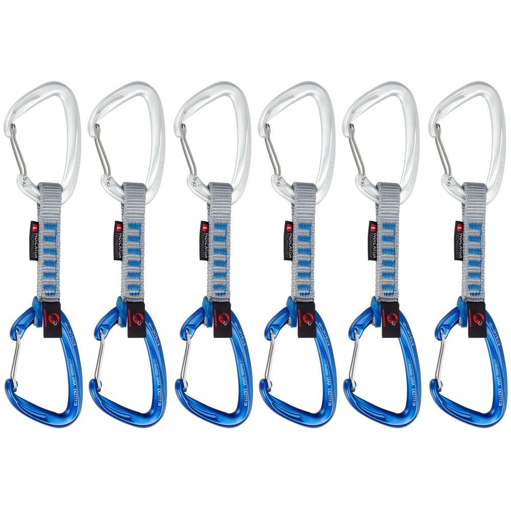 Crag Wire 10 cm Indicator 6-Pack Quickdraws, Silver-Ultramarine