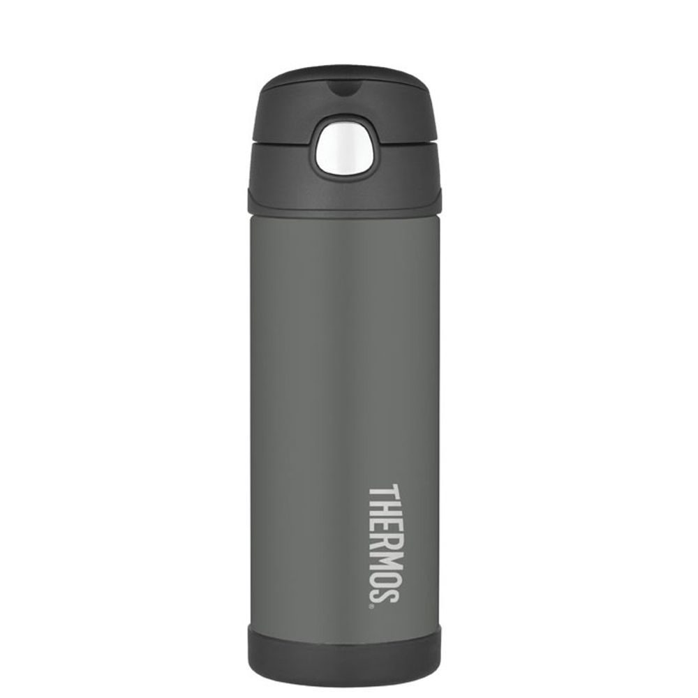 Baby thermos with straw 470 ml black