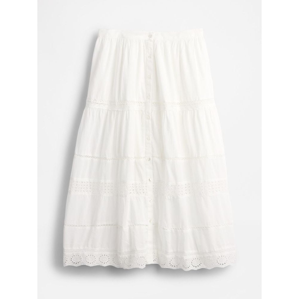 Maxi sukně s krajkou Bílá